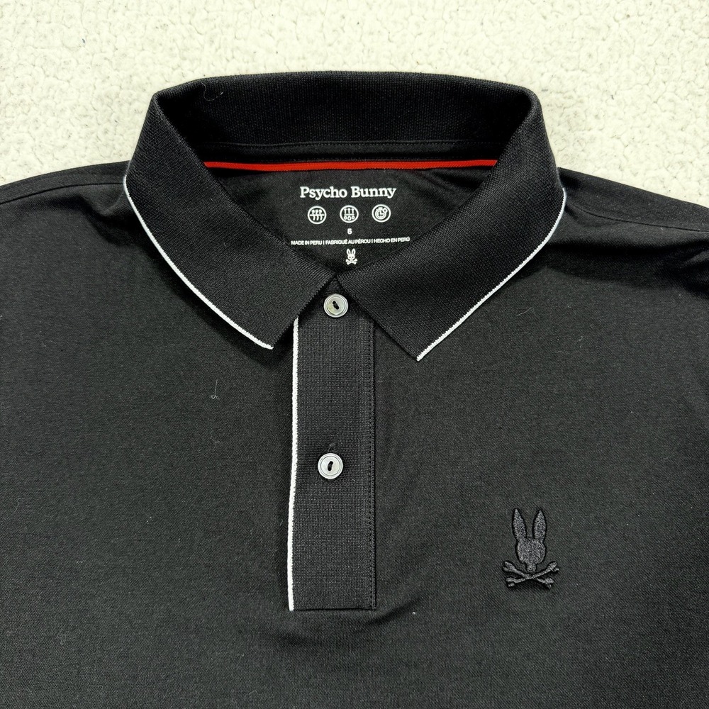 Psycho Bunny Polo Shirt Men's M (5) Black Pima Cotton Modal Preppy Golf Luxury - Picture 2 of 6